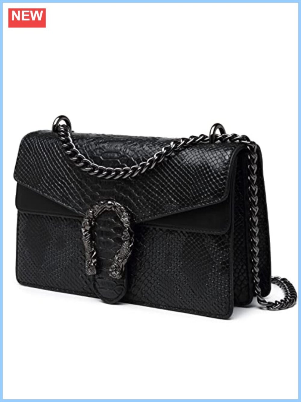 Snake Print Faux Leather Crossbody Clutch Purse Chain Shoulder Bag Evening